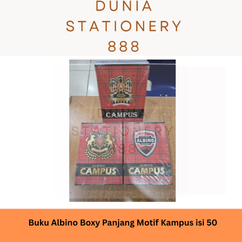 

Buku Tulis Albino Boxy / Panjang isi 50 Lembar (10 pcs) Motif Campus