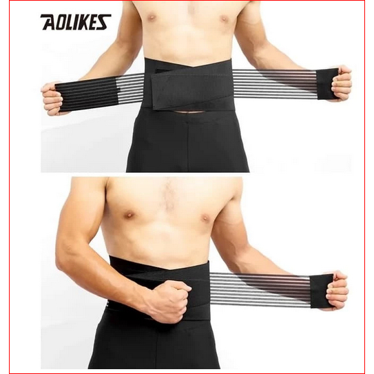 Sabuk Pinggang Olahraga Gym Fitnes Pria Wanita Support Waist Back AOLIKESS-7992 Hitam Premium / Kors