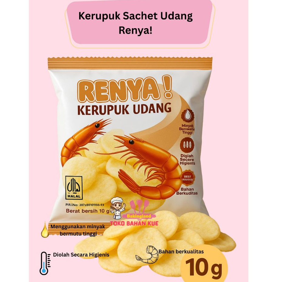 

Kerupuk udang matang ready to eat sachet renya 10gr