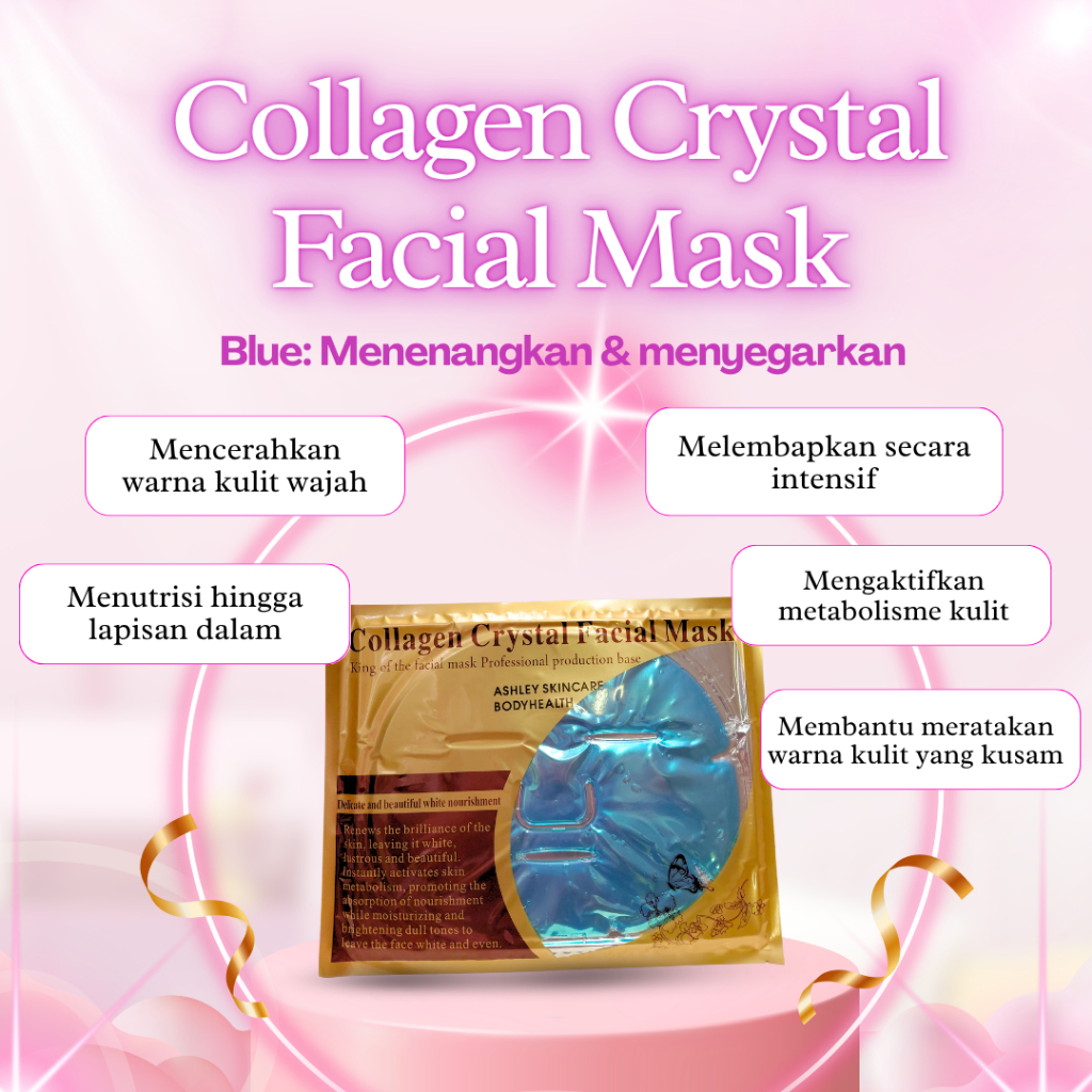 Masker Wajah Collagen Blue -Collagen Crystal Facial Mask Blue Menenangkan & Menyegarkan
