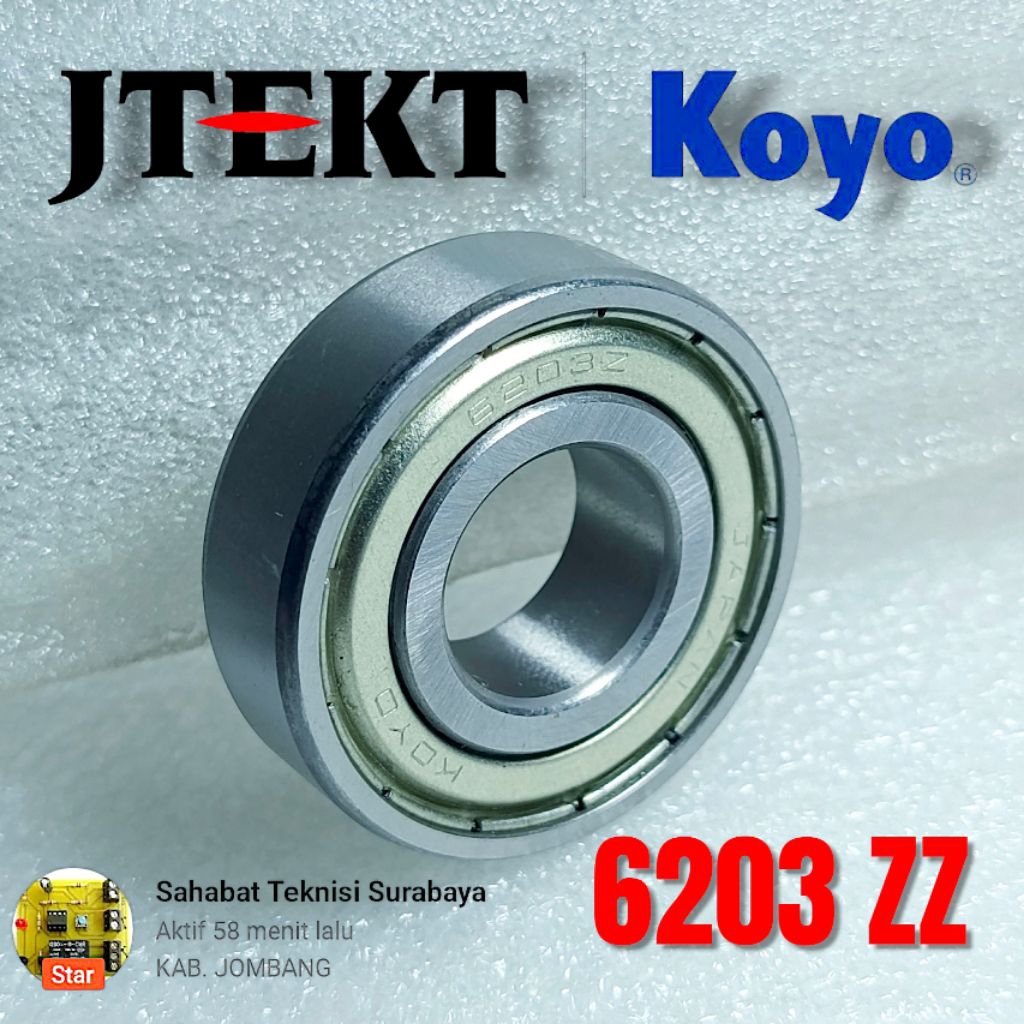 Bearing KOYO 6203Z KOYO6203ZZ tutup Plat besi