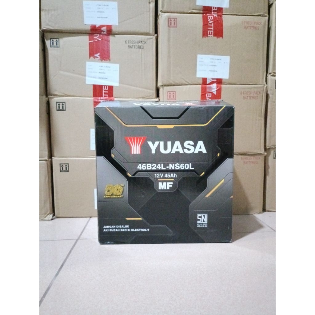 Aki Mobil Nissan March, Evalia, Grand Livina, Livina NS60L / 46B24L YUASA MF Aki Kering 12volt / 45A