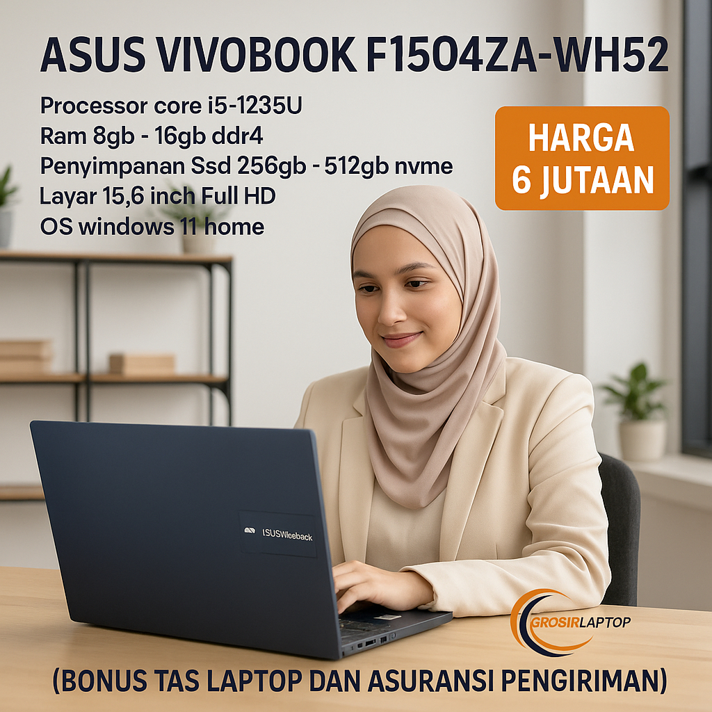 Laptop Core i5 6 jutaan Asus VivoBook F1504ZA Core i5-1235U Ram 16GB Ssd 256GB / 512GB 15.6" FHD