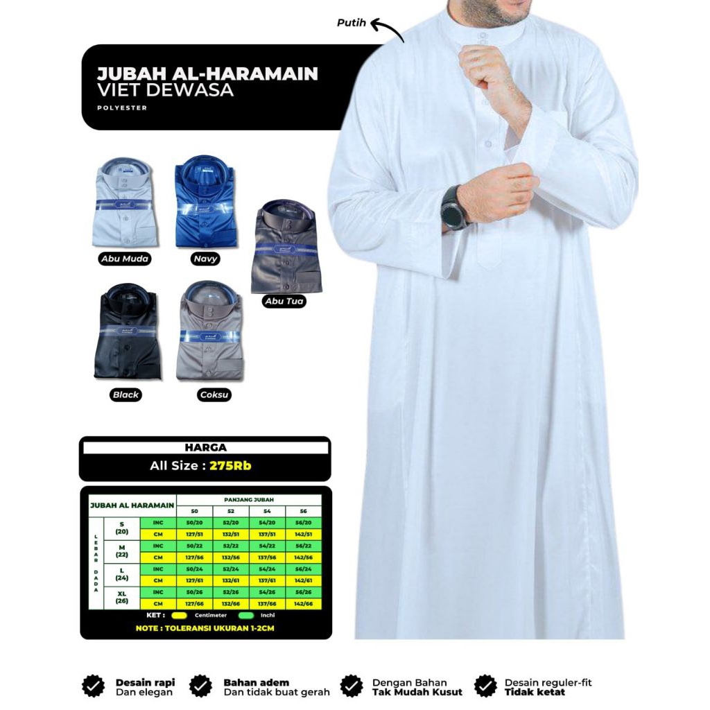 JUBAH AL HARAMAIN VIET DEWASA - WARNA