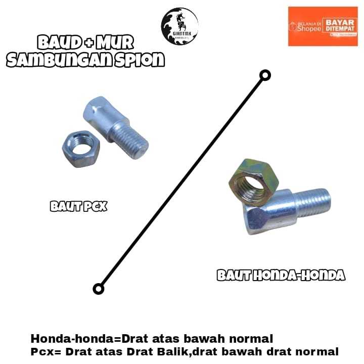 Mur + Sambungan Spion Kanan & Kiri PCX/ Scoopy/ Vario 150/ 160