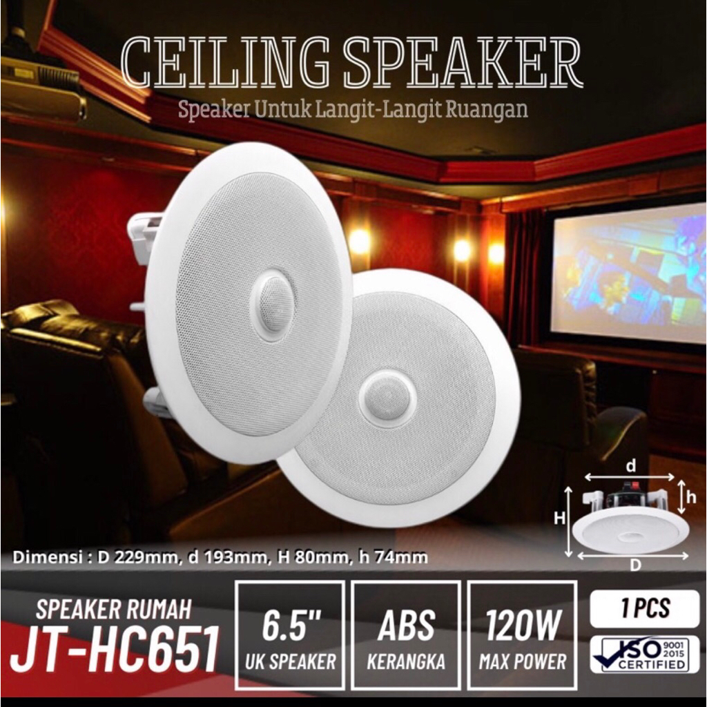 Speaker Ceiling 6,5 Inch JB Tech JT-HC651 Speaker Plafon 6,5" JT HC651