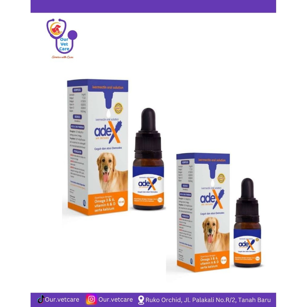 ADEX- INVERMECTIN Obat Demodex Scabies Anjing & Kucing - Sirup Oral 10ml