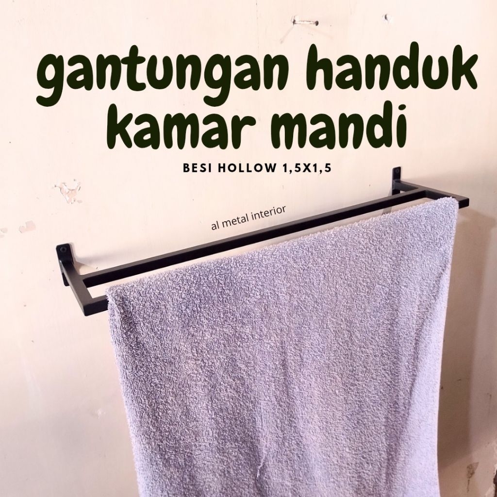 gantungan handuk rak handuk kamar mandi besi hollow 1,5x1,5x1,4