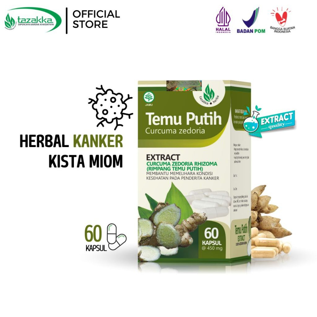 

Kapsul Herbal Ekstrak Temu Putih Ampuh Mengobati Kanker Kista Amon 60 Kapsul Original Tazakka