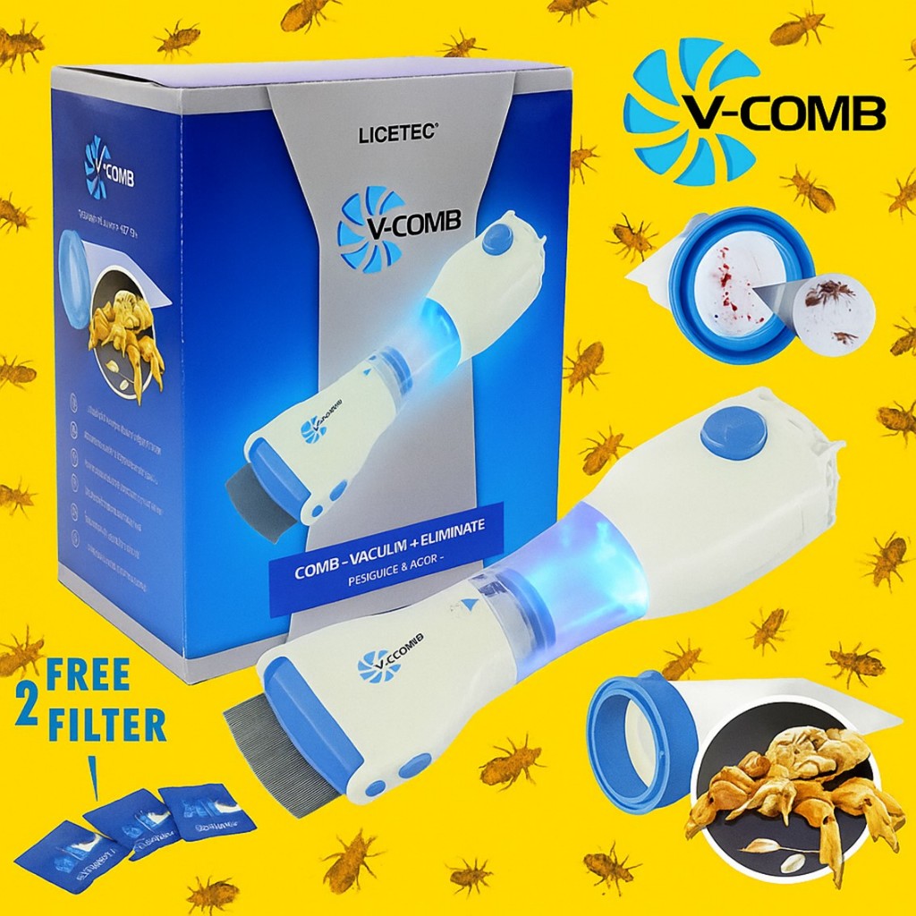 ORIGINAL V-COMB SERIT PENGHILANG SISIR KUTU ELEKTRIK SERIT RAMBUT VACUM VAKUM VCOMB