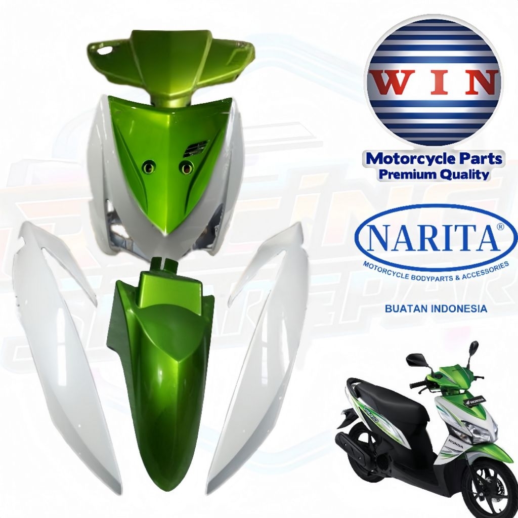cover body halus vario 110 karbu full set hijau putih