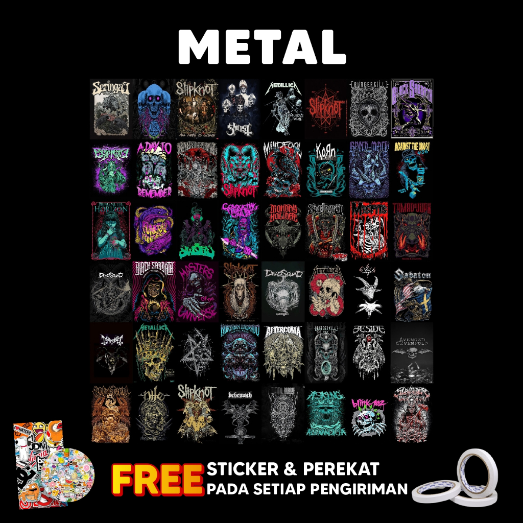 (48 PCS) Poster Dinding Bundle Band Metal Isi 48 | Poster Kamar | Poster Aesthetic