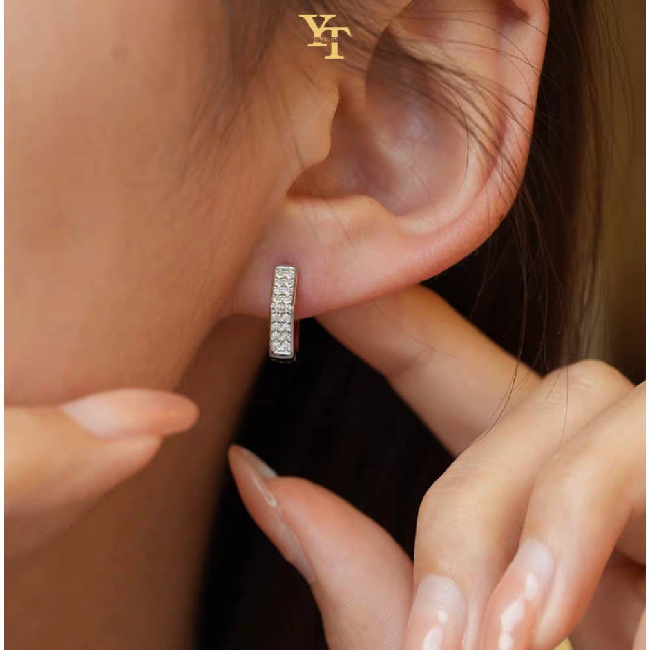 YT JEWELRY - Anting Moissanite Lapis Emas - Heksagon Simple Moissanite Earrings