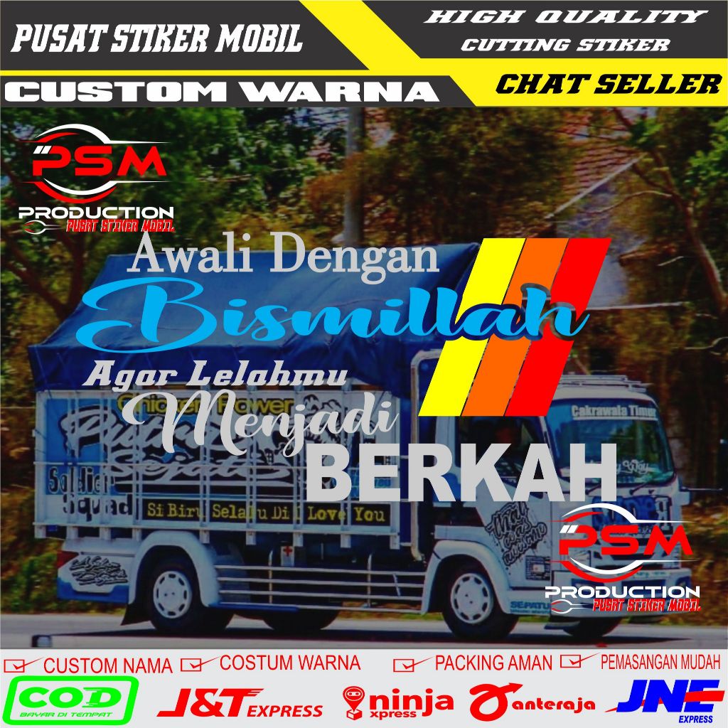 Stiker kata2 awali bismillah kaca mobil pikup Sticker