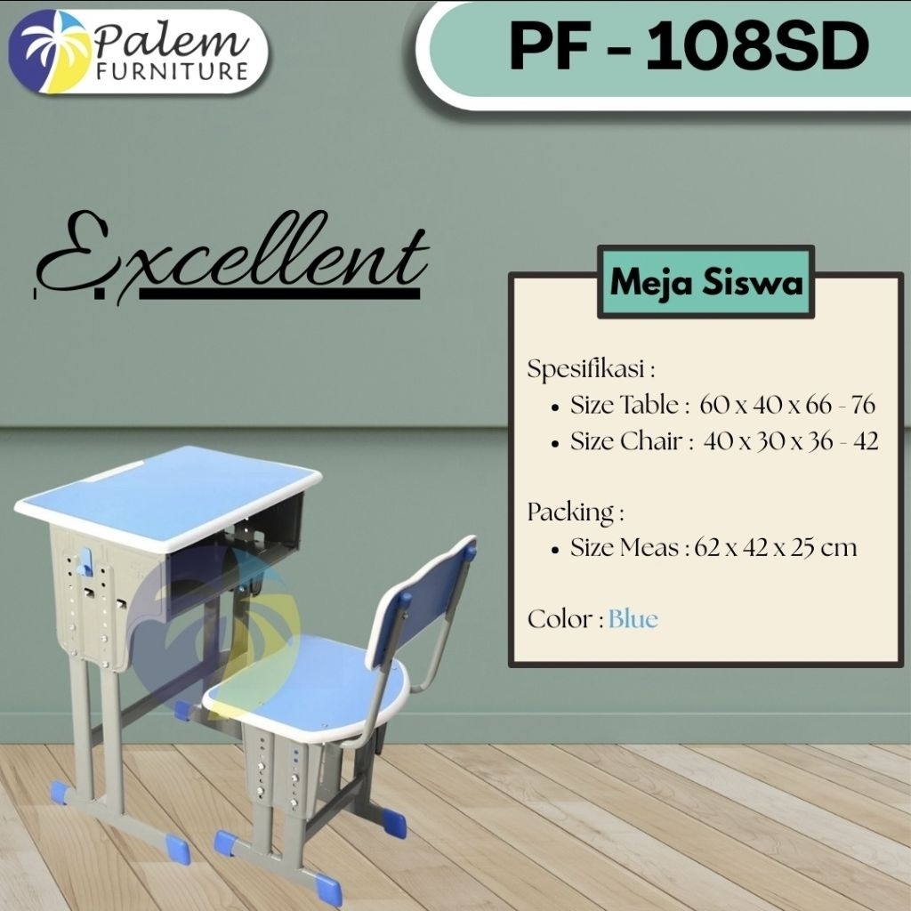 MEJA SISWA / BELAJAR ANAK BESI + KURSI BESI / KURSI + MEJA  SEKOLAH IMPORT