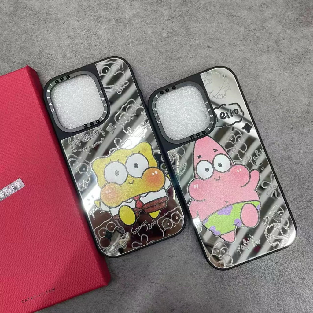Case Casetify Terbaru Mirror Magsafe Spongebob Patrick Star Cartoon Kaca Cute Imut Lucu Hp Full Cove