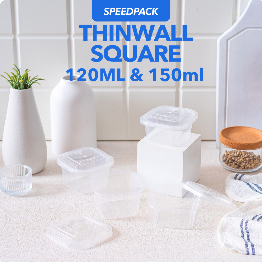 Thinwall Mini Square 120ml 150ml | Wadah Makanan Plastik Bening Kecil | Cup Jelly dan Pudding Puding