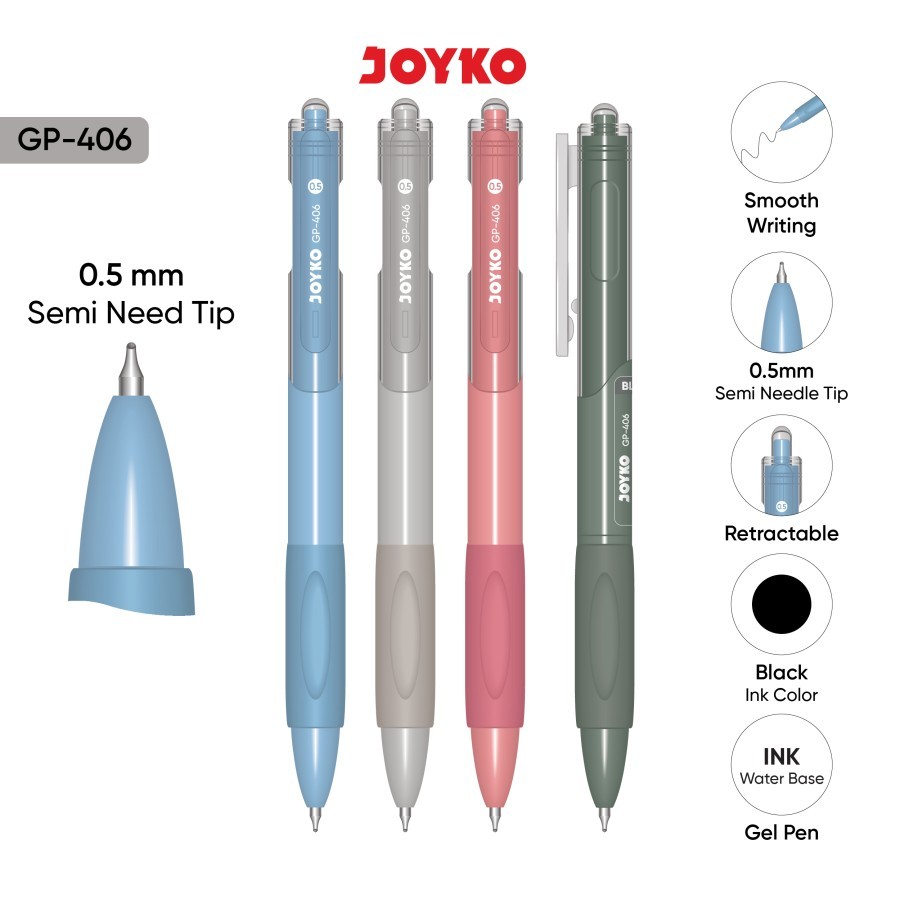 

Joyko Gel Pen Pulpen Pena GP 406 GP 0.5 mm Merauke [12pcs]