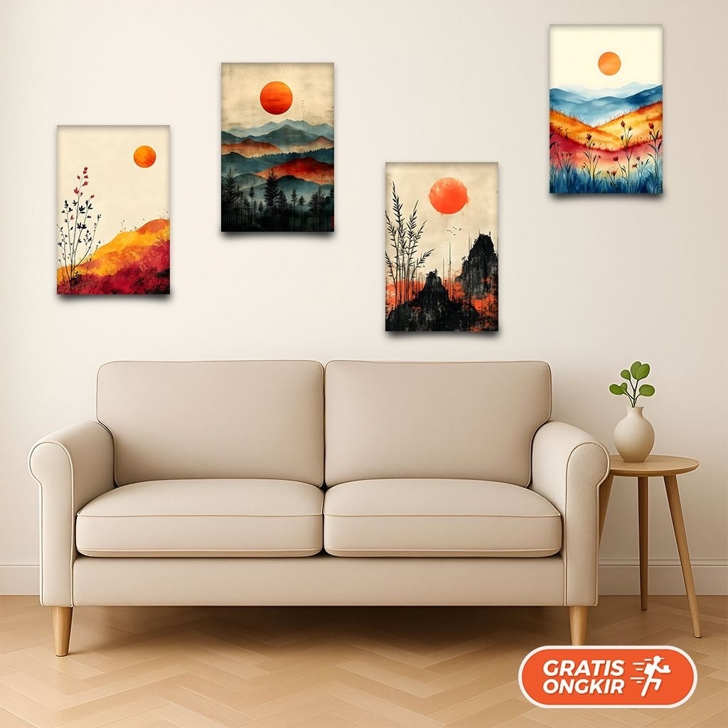 Poster Bingkai Estetik Pegunungan | 20x30cm MDF 6mm | Dekorasi Vintage Natural 4k
