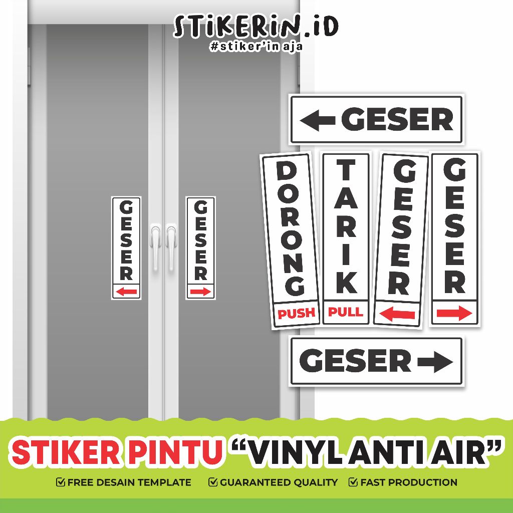 

Stiker Vinyl Glossy Pintu Tarik Dorong - Geser / Stiker Pintu Geser