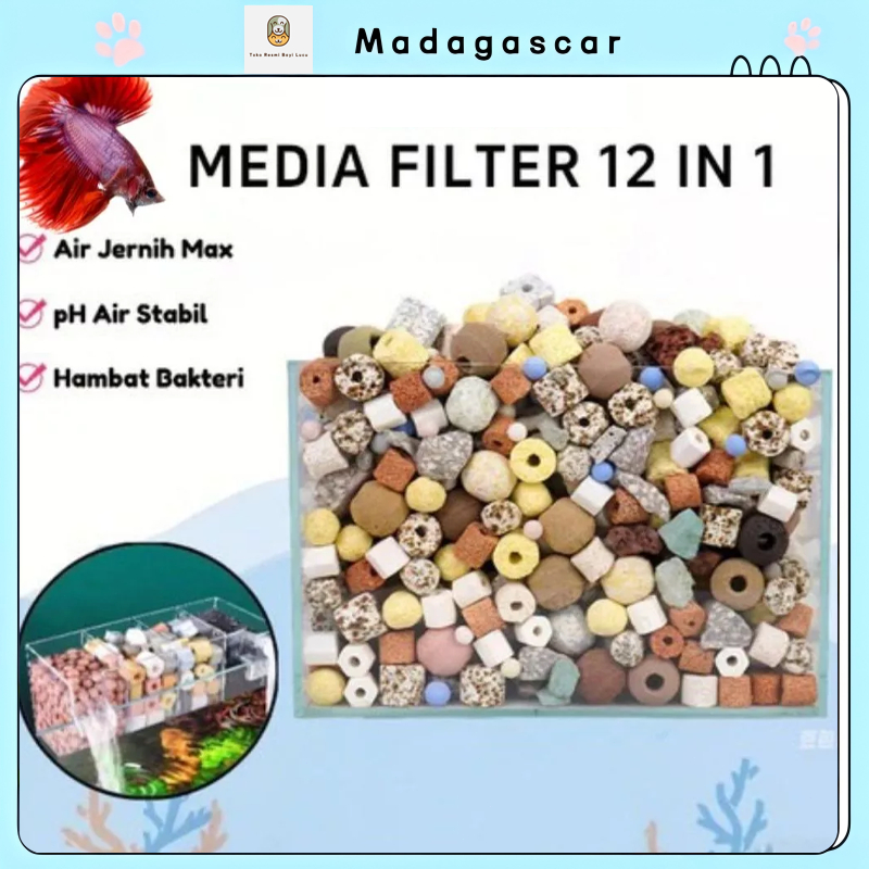 [MADA]Media Filter Aquarium 12in1 - Rumah Bakteri Pemurni Air Kombinasi Bio & Mechanical Stabilkan p