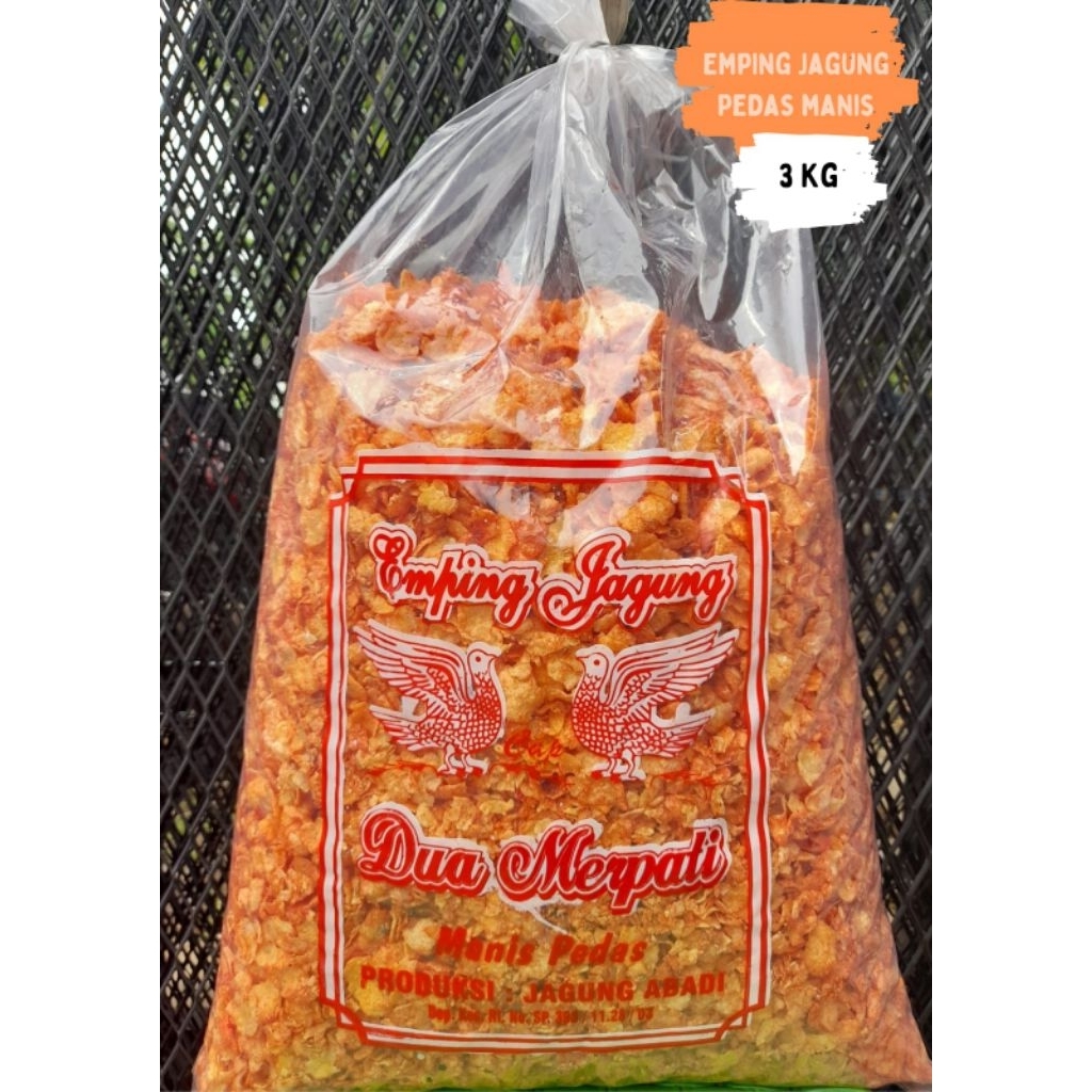 

Emping Jagung Pedas Manis Kuning 3 Kg / Emping Jagung Balado Merah 3 Kg