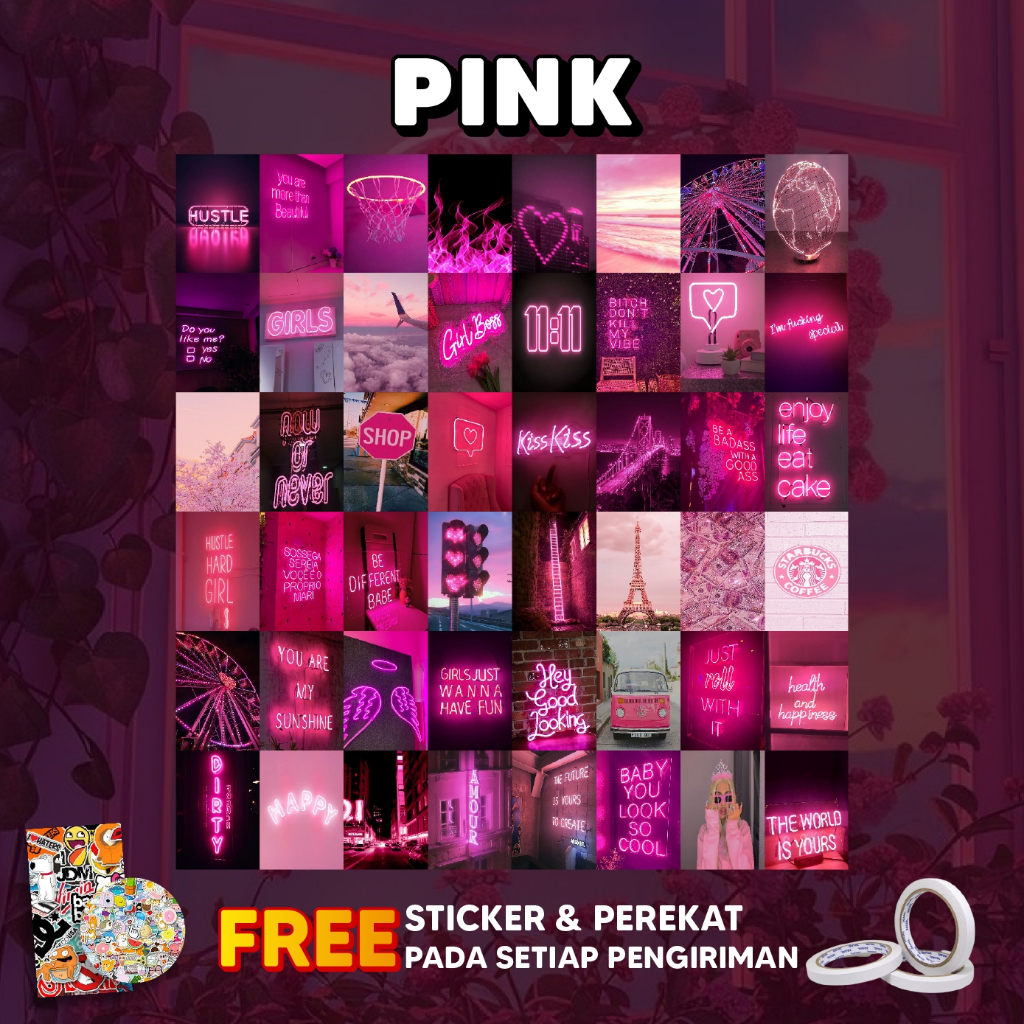 Poster Dinding Aesthetic Bundle Pink Isi 48/24 Poster | Poster Kamar | Poster Dinding | Poster Aesth