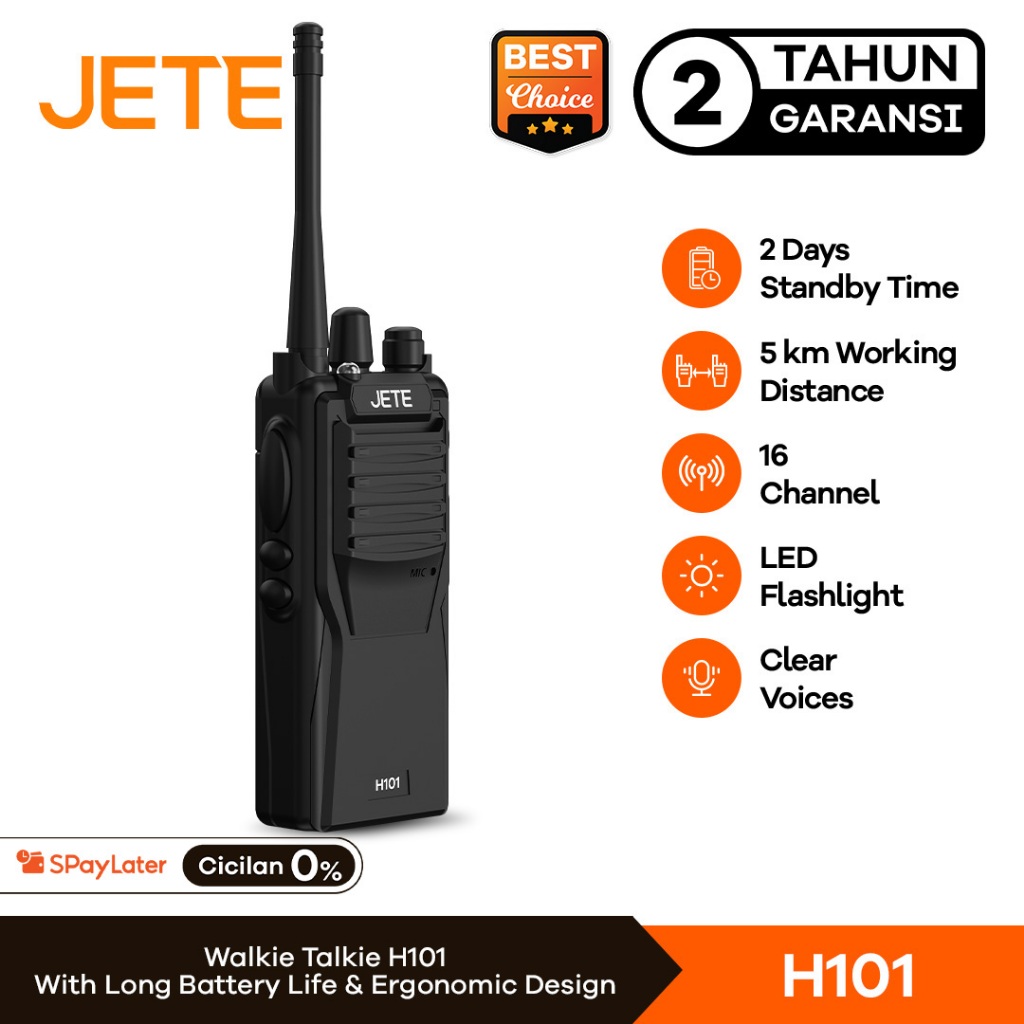 JETE Handy Talky HT H101 16 128 Channel Dual Band Walkie Talkie Jarak Jauh 5km With LED FlashLight