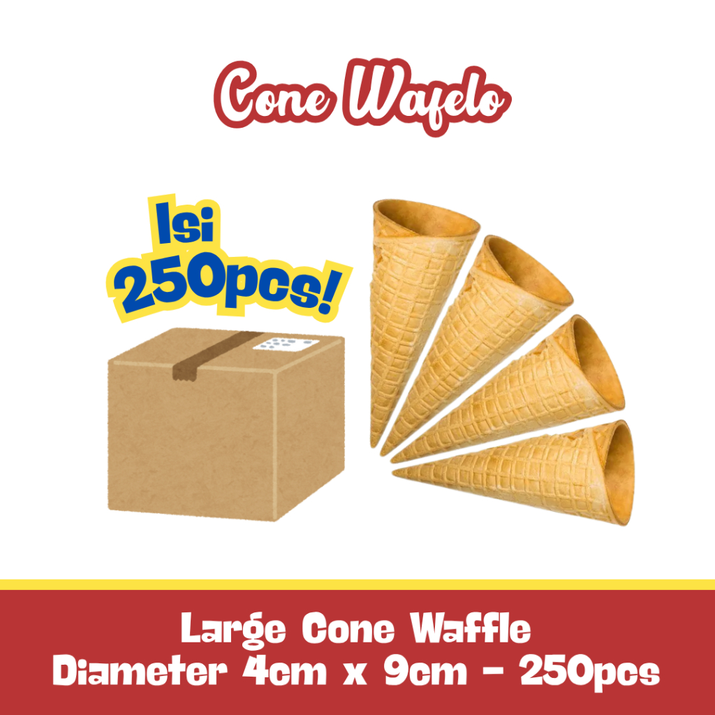

Large Cone Waffle 4x9cm Isi 250 pcs | Cone Es Krim Besar Renyah Grosir Café Resto Hotel Dessert