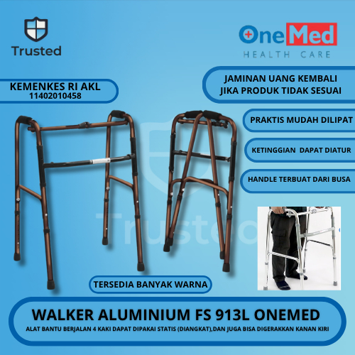 Onemed Walker Aluminium FS 913L Alat Bantu Jalan Lansia Praktis Ringan & Aman