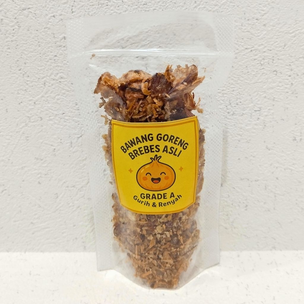 

Bawang Goreng Asli Brebes Grade A 35gram Kemasan Pouch Gurih Renyah