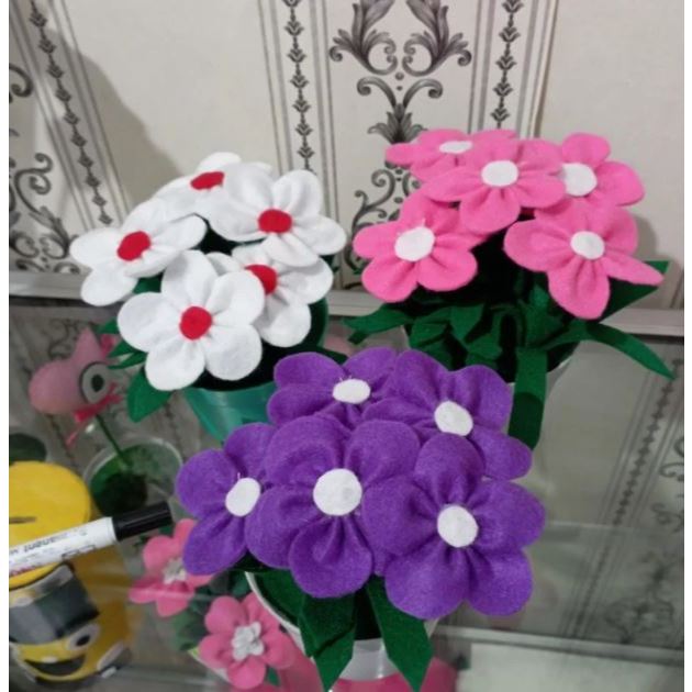 nga hias meja kain flanel / bunga hias ruang tamu / bunga rak sudut /bunga shabby