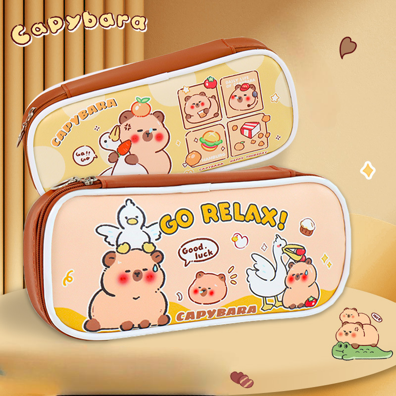 

batamall - TEMPAT PENA PENSIL ANAK UKURAN BESAR KARAKTER CAPYBARA JENNIE #ST167 KOTAK PENSIL PREMIUM KUALITAS IMPORT SEKOLAH PAUD TK SD PENSIL BOX KOREA JEPANG PENSIL CASE WATERPROOF LUCU UNIK