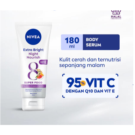 Nivea Extra White Body Serum Night Nourish 180mL 100% original Termurah Lotion DEEP ESSENCE