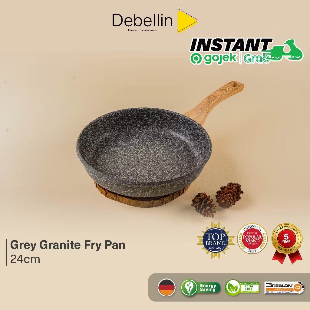 Preloved Debellin Grey Granite Fry Pan 24 cm Anti Lengket