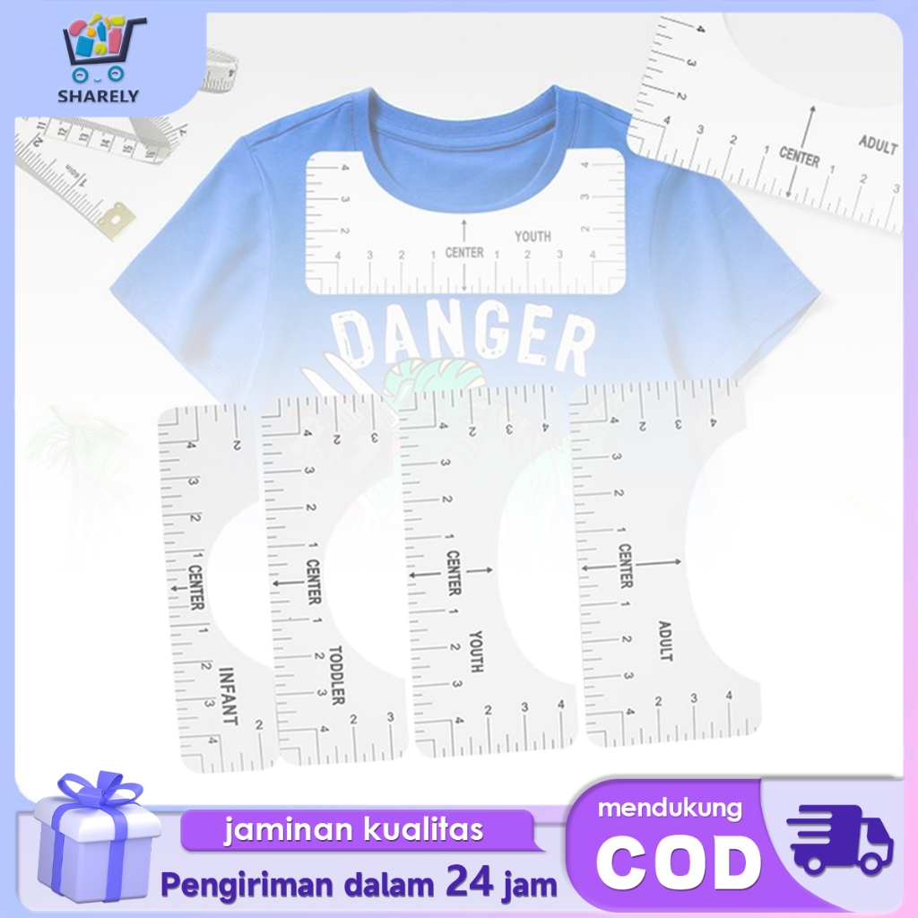 

4pcs Penggaris Kaos T-Shirt Ruler Penggaris Ziegel Penggaris Desain Transparent Untuk Desain Tengah