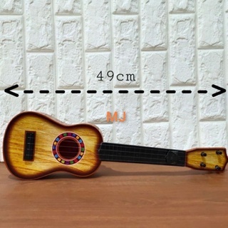 Mainan gitar plastik bahan plastik motif kayu