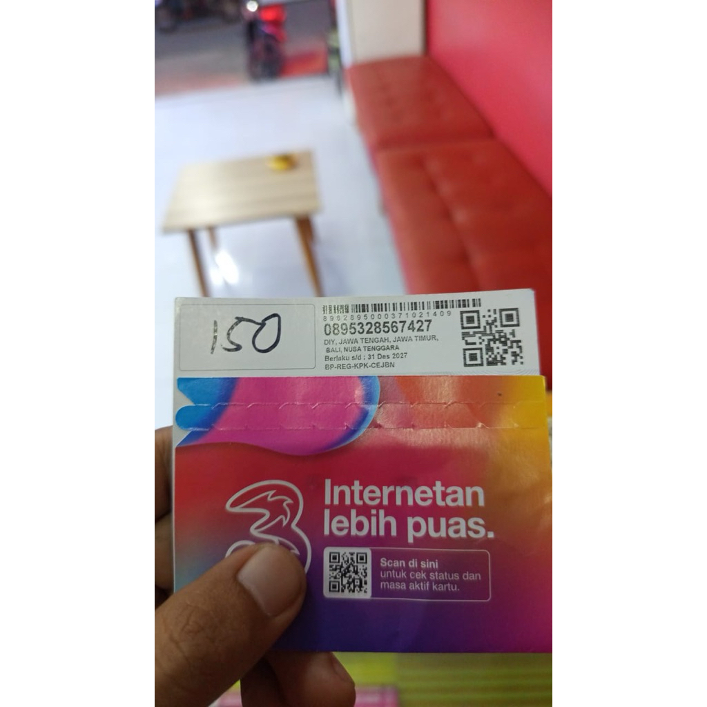kartu perdana tri 150gb kuota aktif 2 bulan / promo 3 indosat /