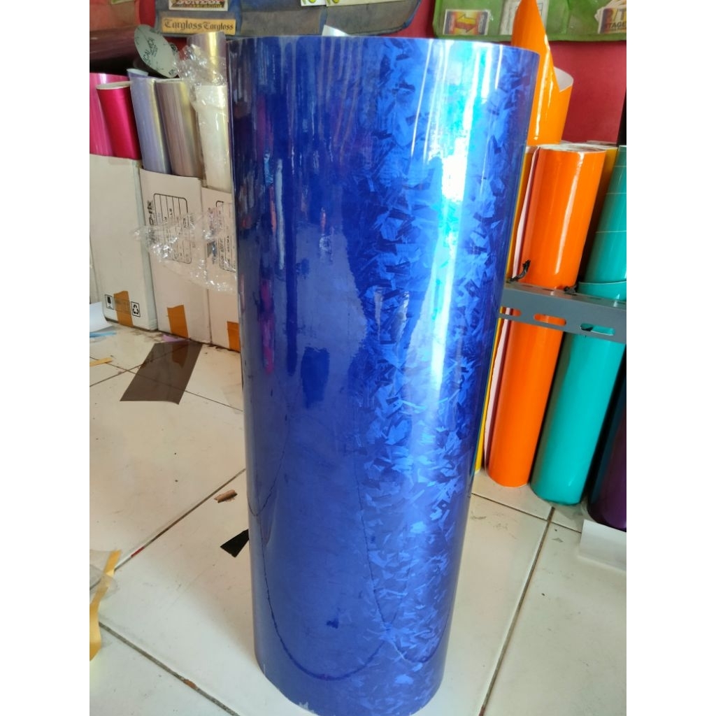 stiker scotlet karbon forget biru metalik