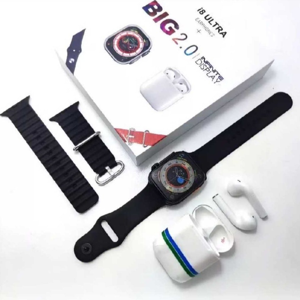 KODE Q35X Smartwatch i8 Ultra Free Headset  2 Pasang StrapTali