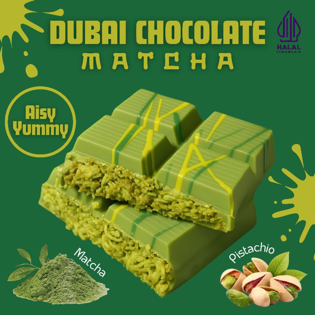 

COKELAT DUBAI PREMIUM KUNAFA DAN PISTACHIO RASA MATCHA GREEN TEA