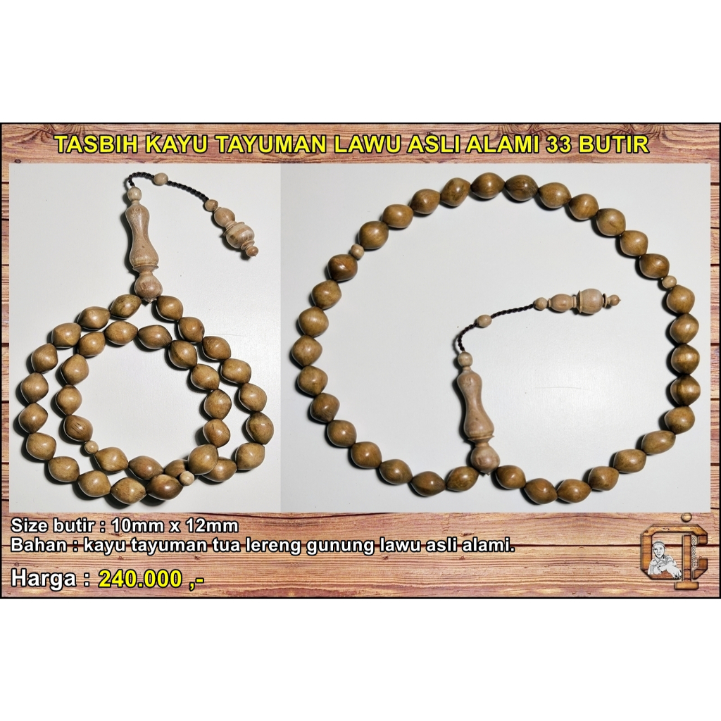 Tasbih kayu tayuman lawu asli alami.