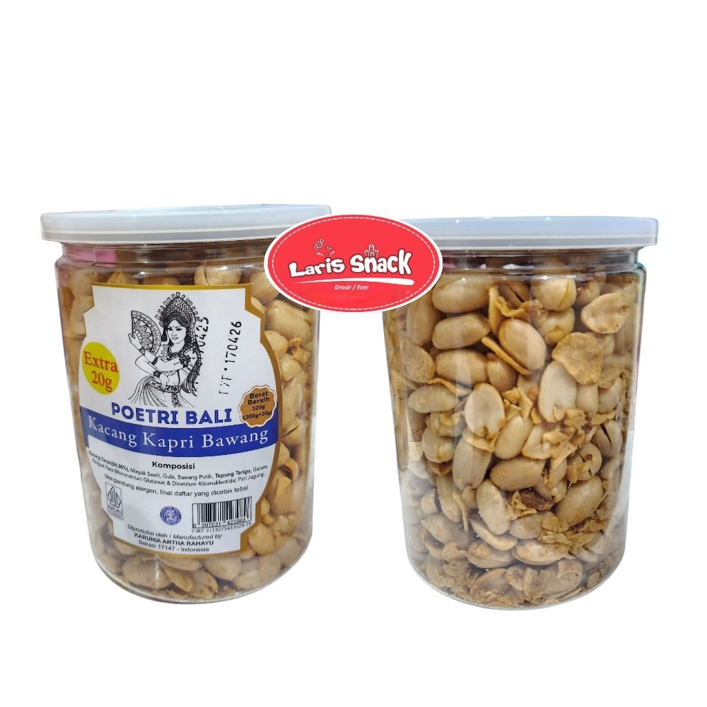 

Poetri Bali Kacang Kapri Bawang 300gr + Ekstra 20gr Toples