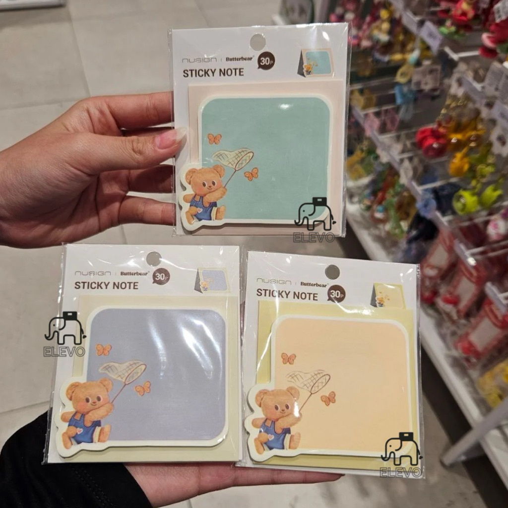

MINISO x Butterbear ‼ Sticky Notes / Memopad Butterbear Collection (1 pcs 30 lembar) Yellow / Blue / Green