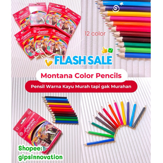 

[FLASH SALE] Pensil Warna 12 Warna Montana - Bright & Smooth / Crayon Warna Anak Sekolah Murah