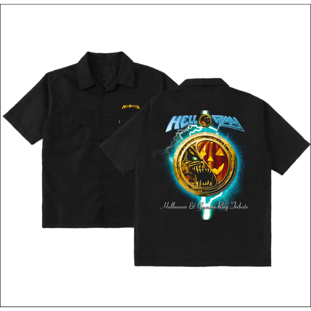 Soundwave Kemeja Casual Workshirt  helloween and gamma ray  Tangan pendek