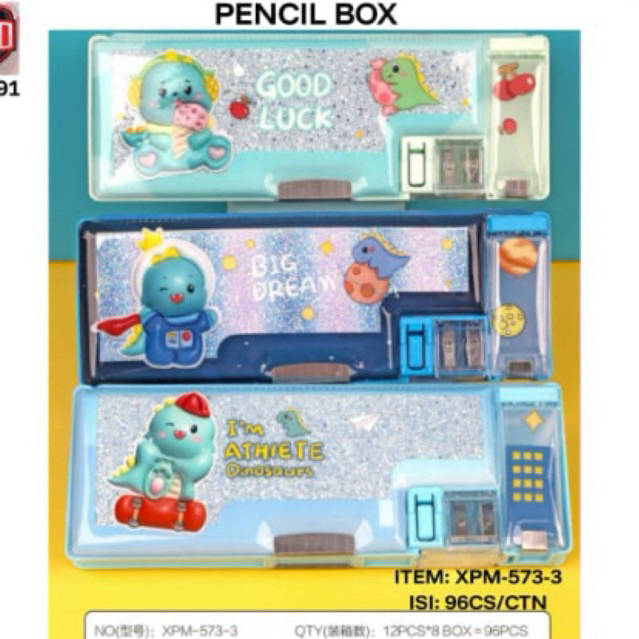 

kotak pensil sprinkle/magnet/pencil case foam/dino/green