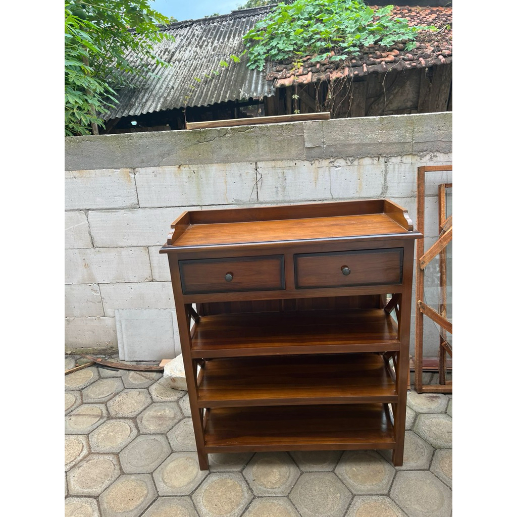 Rak sepatu kayu jati Tempat sepatu jati Rak sepatu dan sandal bahan kayu jati asli