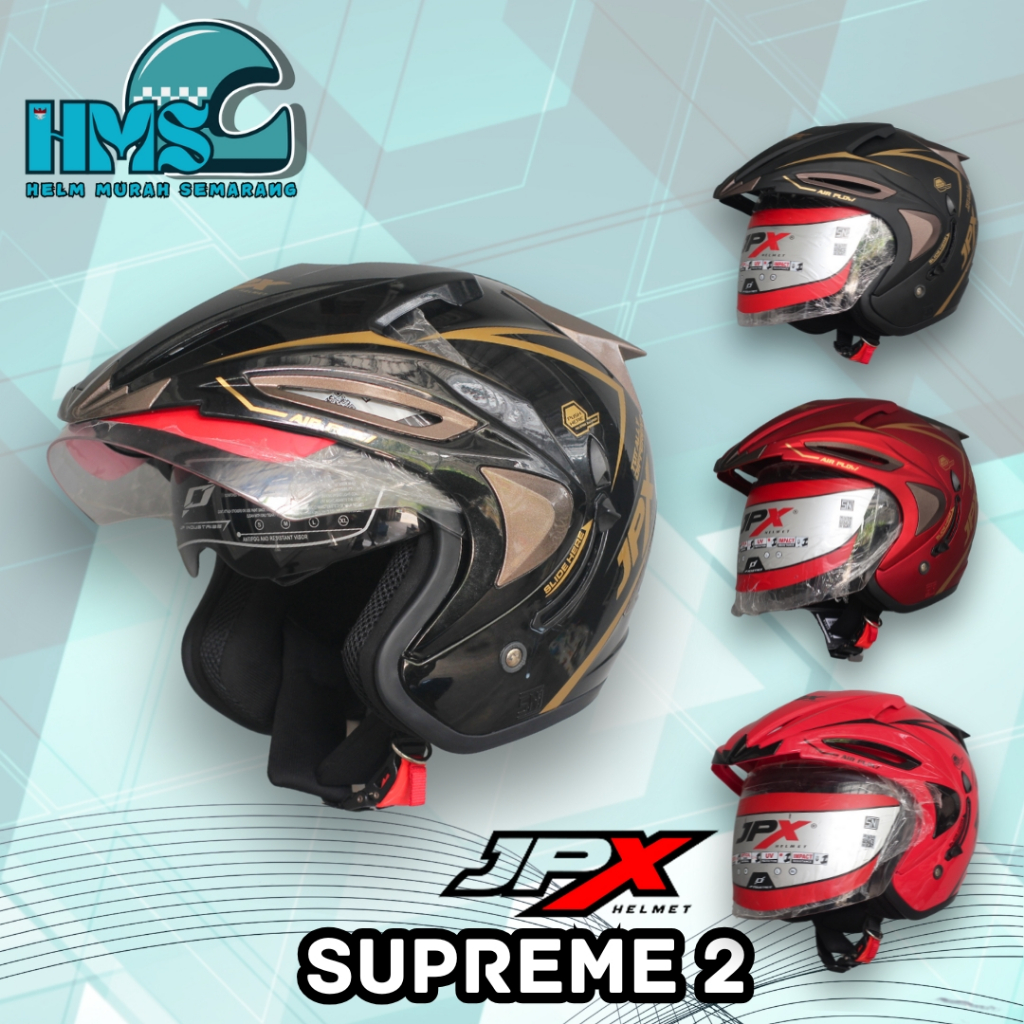 HELM JPX SUPREME & JPX SUPERMOTO WARNA SOLID TERLENGKAP ORIGINAL HALF FACE PRIA & WANITA SEMICROSS