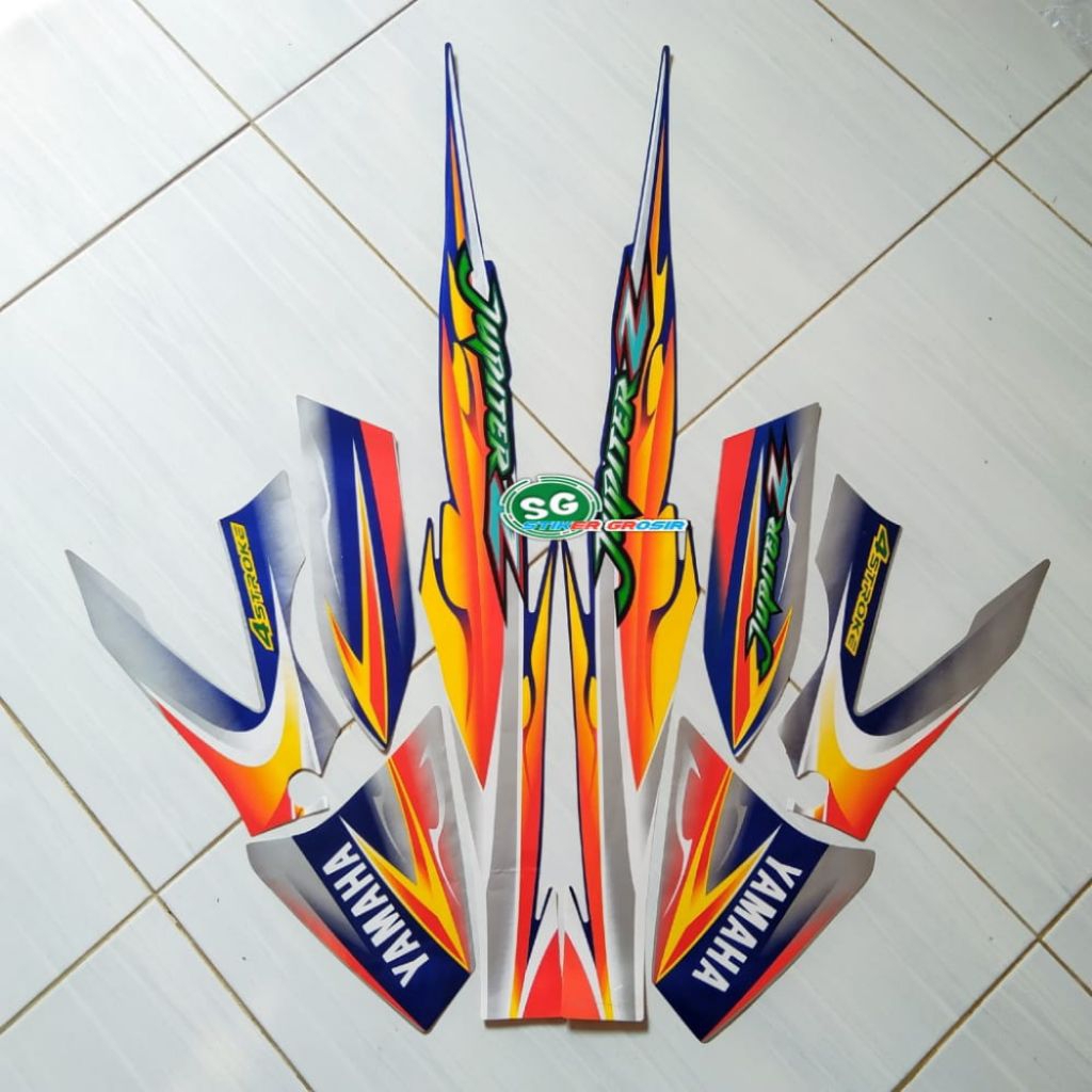 STIKER STRIPING & LIS BODY JUPITER Z 2005 BIRU SILVER